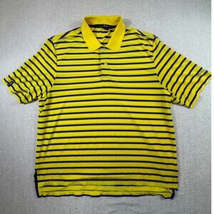 RLX Ralph Lauren Men's Large Yellow Purple Striped 2 Button Polo Shirt Golf Wear